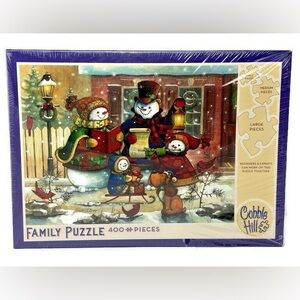 Cobble Hill Family Puzzle 400 Pieces snowmen carols singing